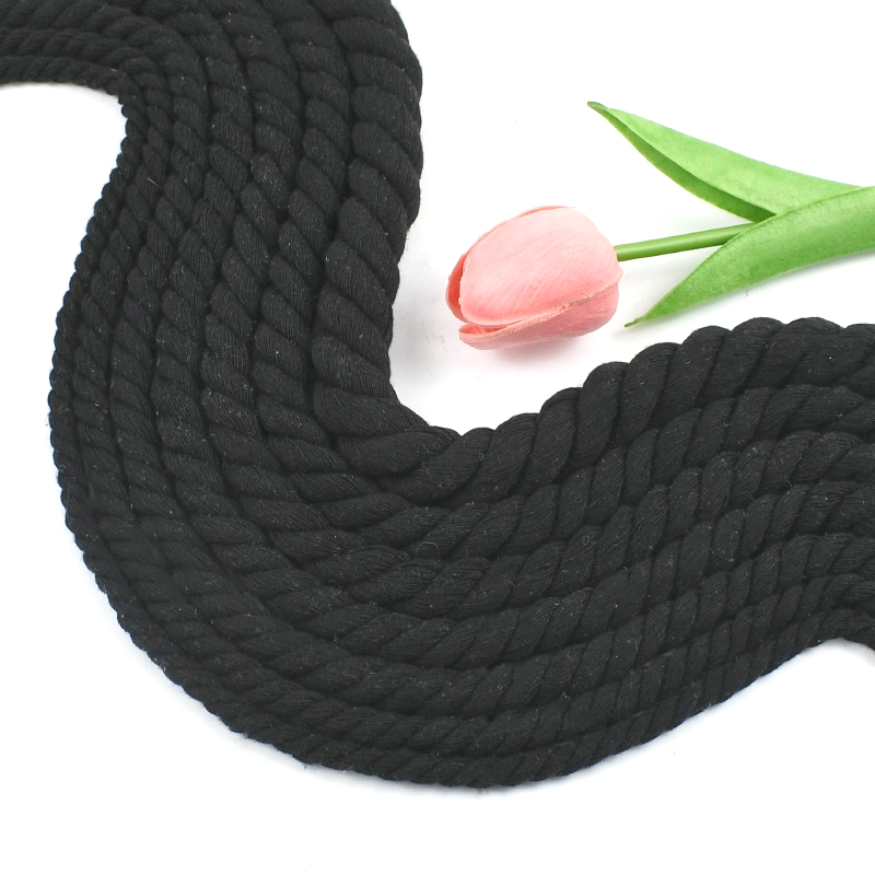 Macrame Cord Cotton - Cordón de algodón trenzado negro, 1-5M,