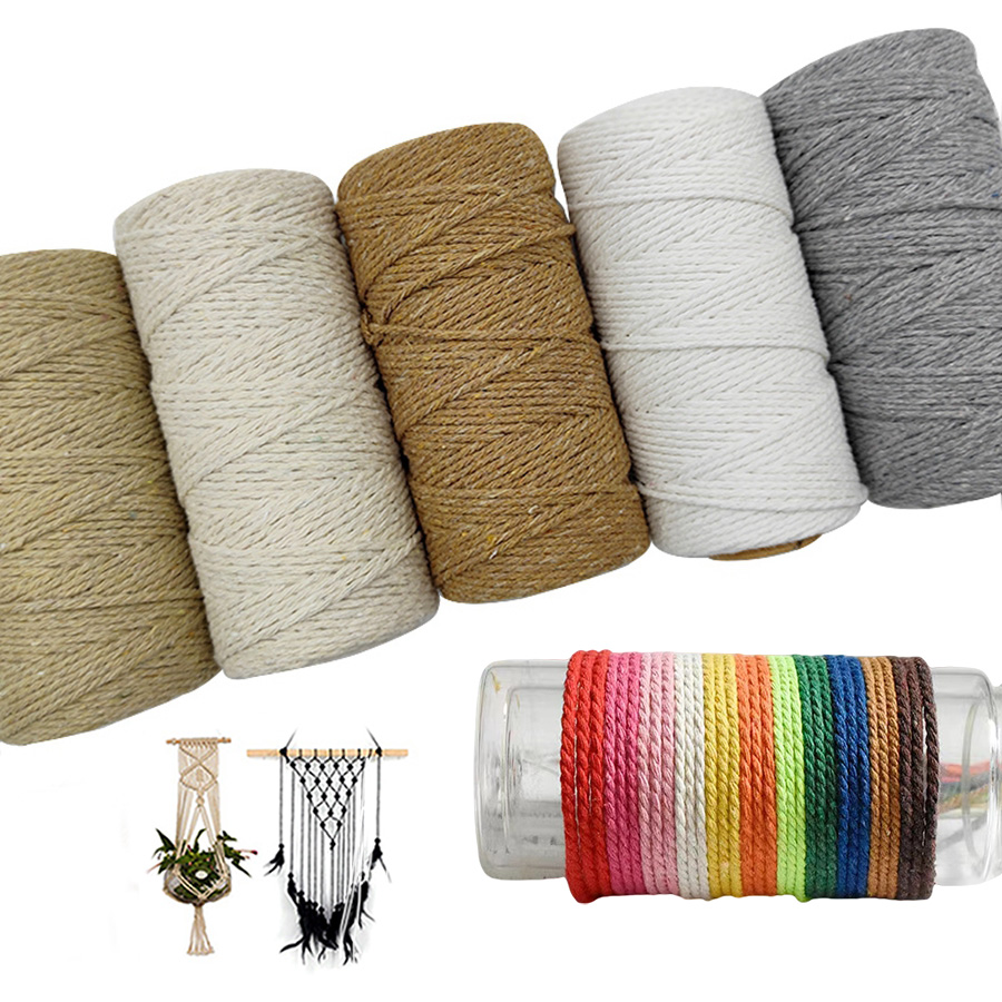Macrame Cord Cotton - 100 m/rollo de 2mm, cordón de